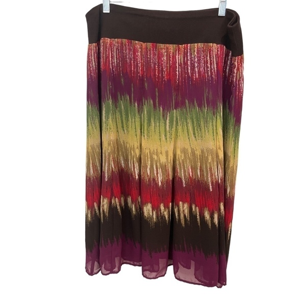 JM Collection Petite Multicolor Abstract Sheer Lined Elastic Waist Skirt 12P - Picture 1 of 2
